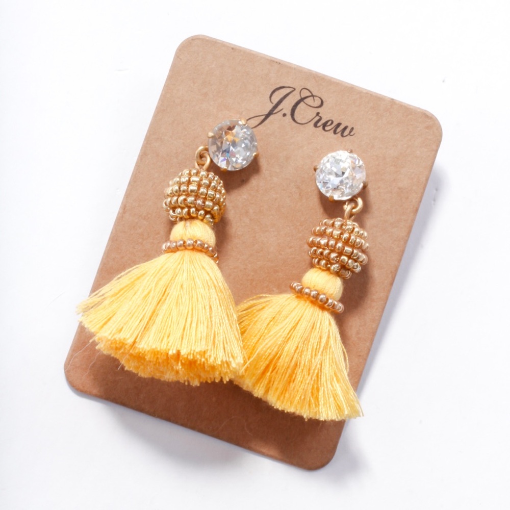Jcrew golden beads tussle statement earrings